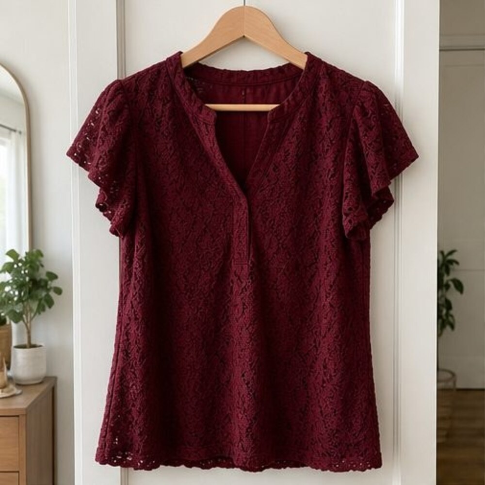 Burgundy Puff Sleeve Top